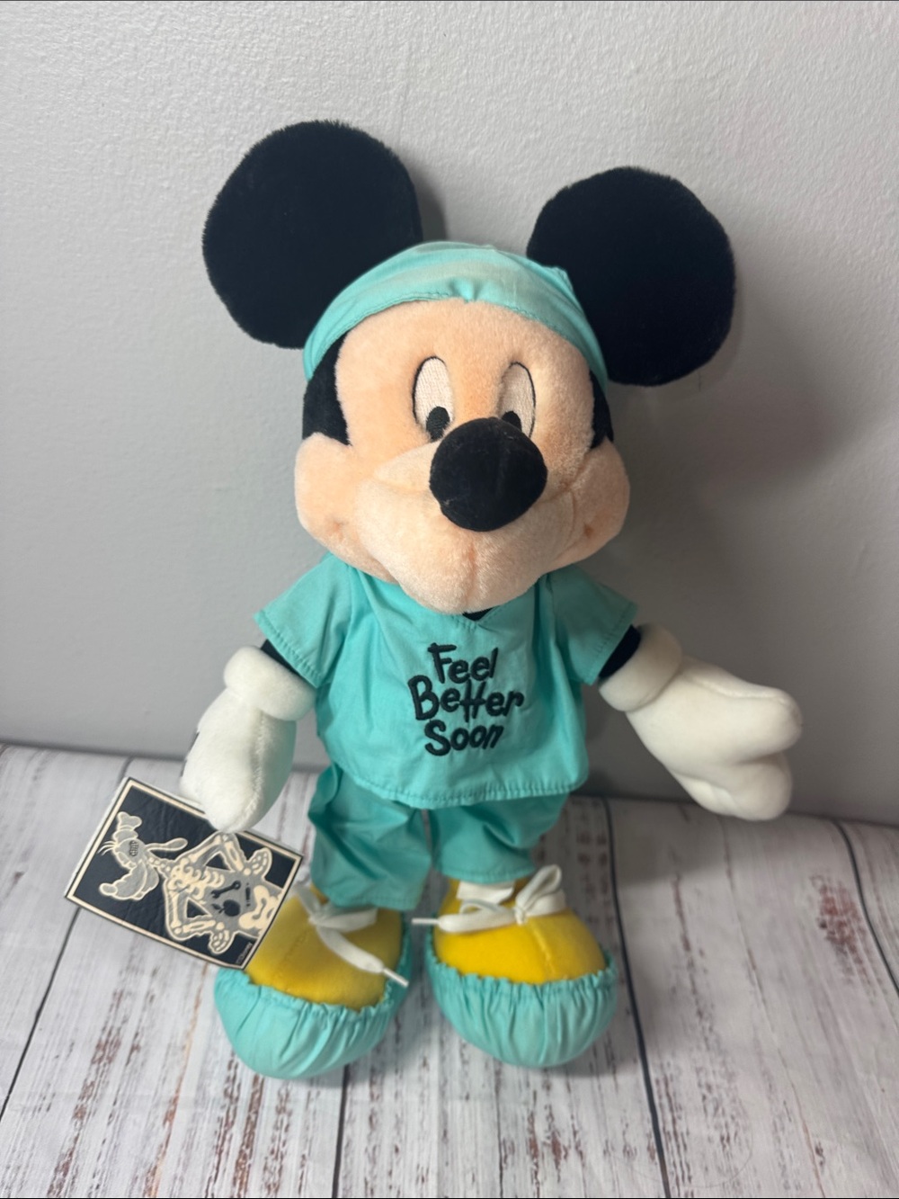 DISNEY MICKEY MOUSE FEEL BETTER SOON PLUSH DOCTOR NURSE SCRUBS POSEABLE